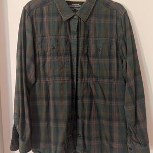 REI Green and Brown Casual Button Down Shirt